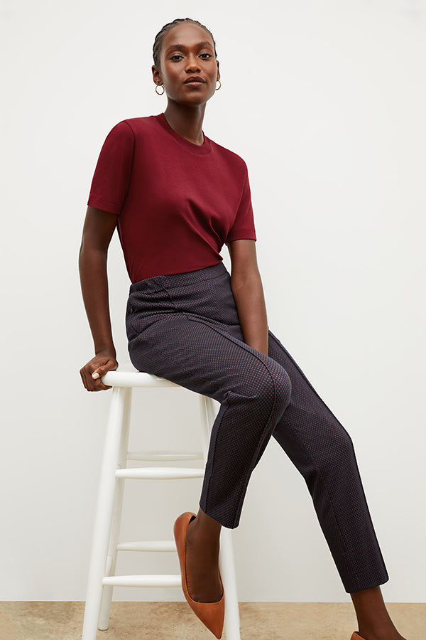 Colby Pant Stretch Foulard Knit Women's Casual Pants - Navy Multi Color for Work, Travel & Everyday Comfort