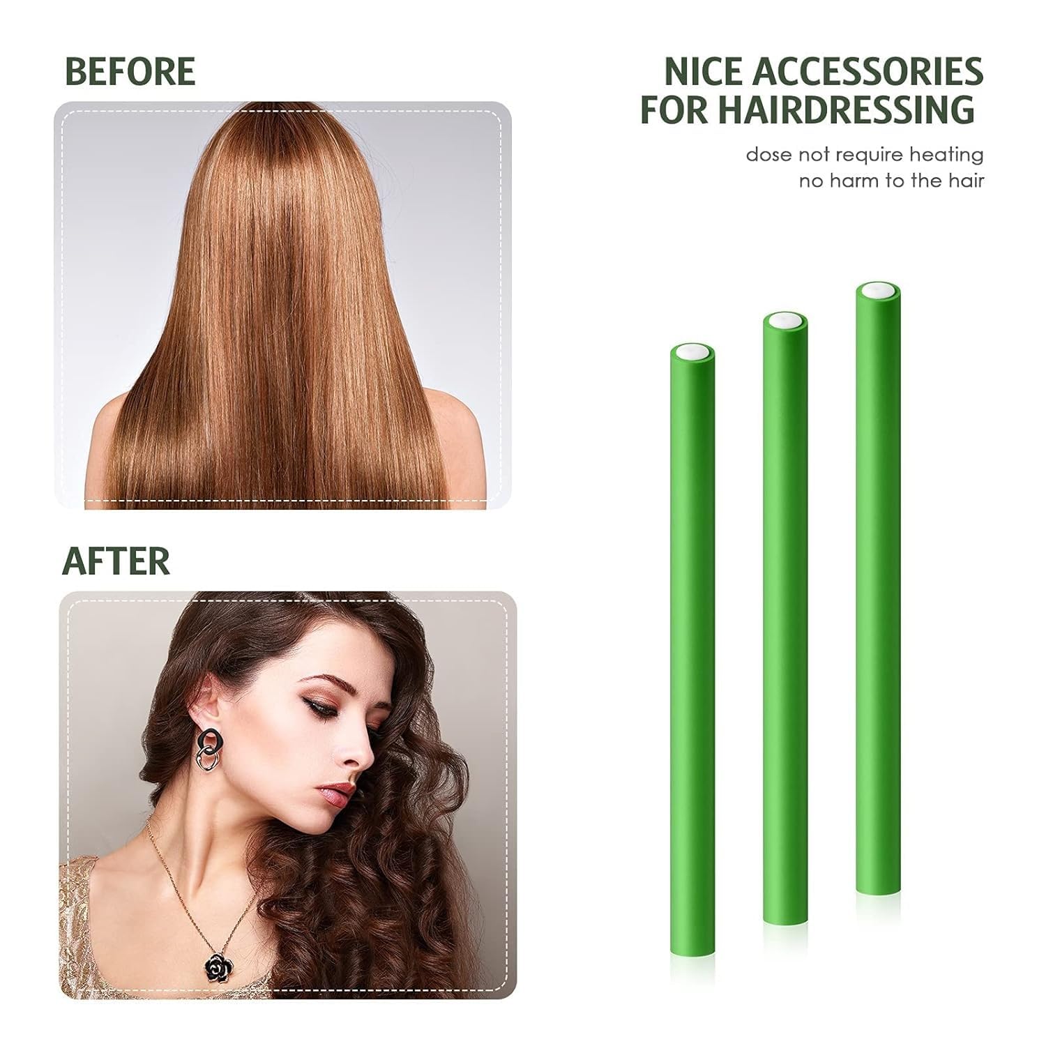 SWEETPEA Flexible Curling Rods & No Heat Hair Curlers Set - 10PCS Foam Twist Rollers with Steel Pintail Comb for Short & Long Hair (0.78x7 Inch Extra Large) - Perfect for Beach Waves, Overnight Curls & Heat-Free Styling