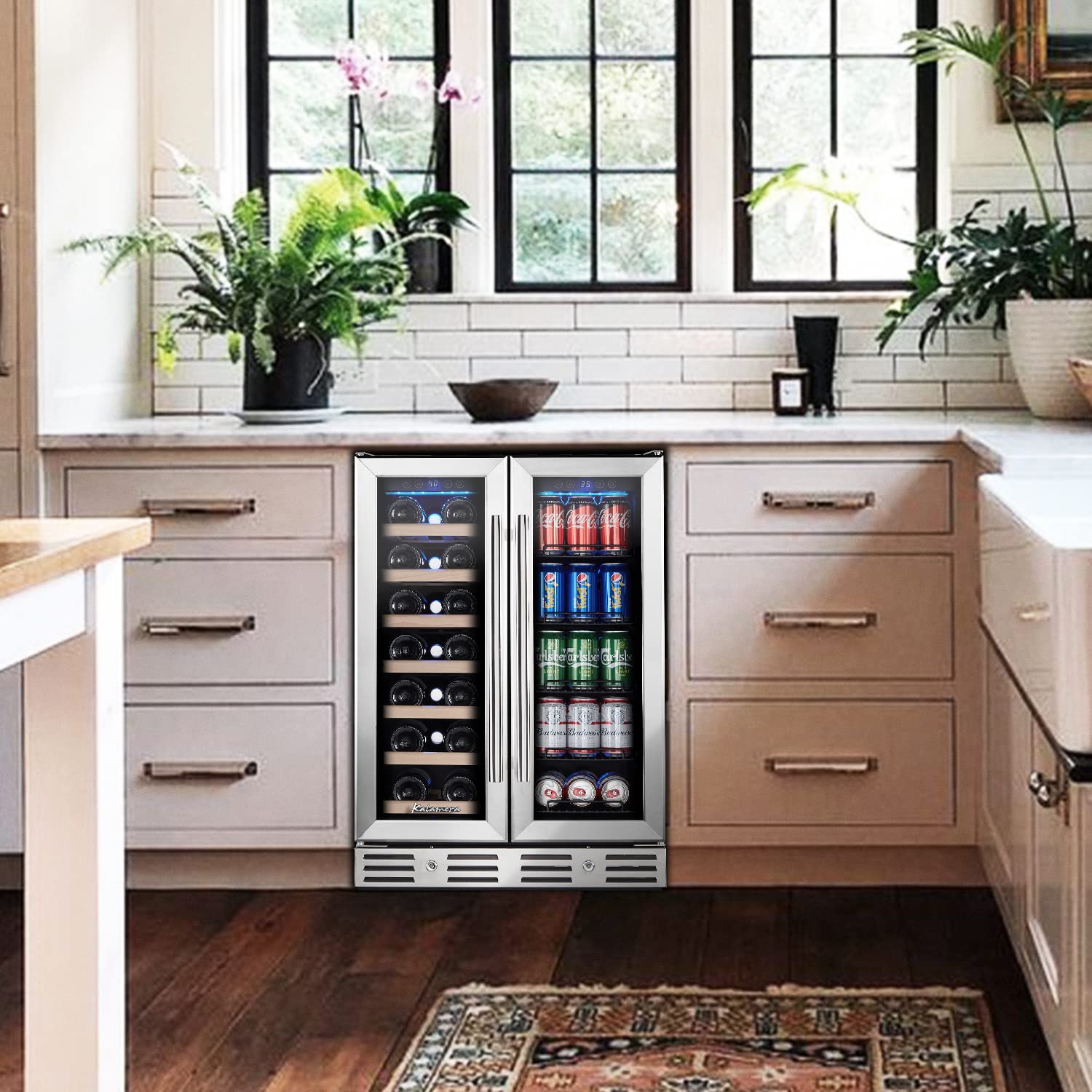 24 Inch Dual Zone Wine and Beverage Refrigerator - Holds 20 Wine Bottles & 78 Cans, Built-In or Freestanding with Digital Touch Control - Perfect for Home Bars, Kitchen, and Entertaining Spaces