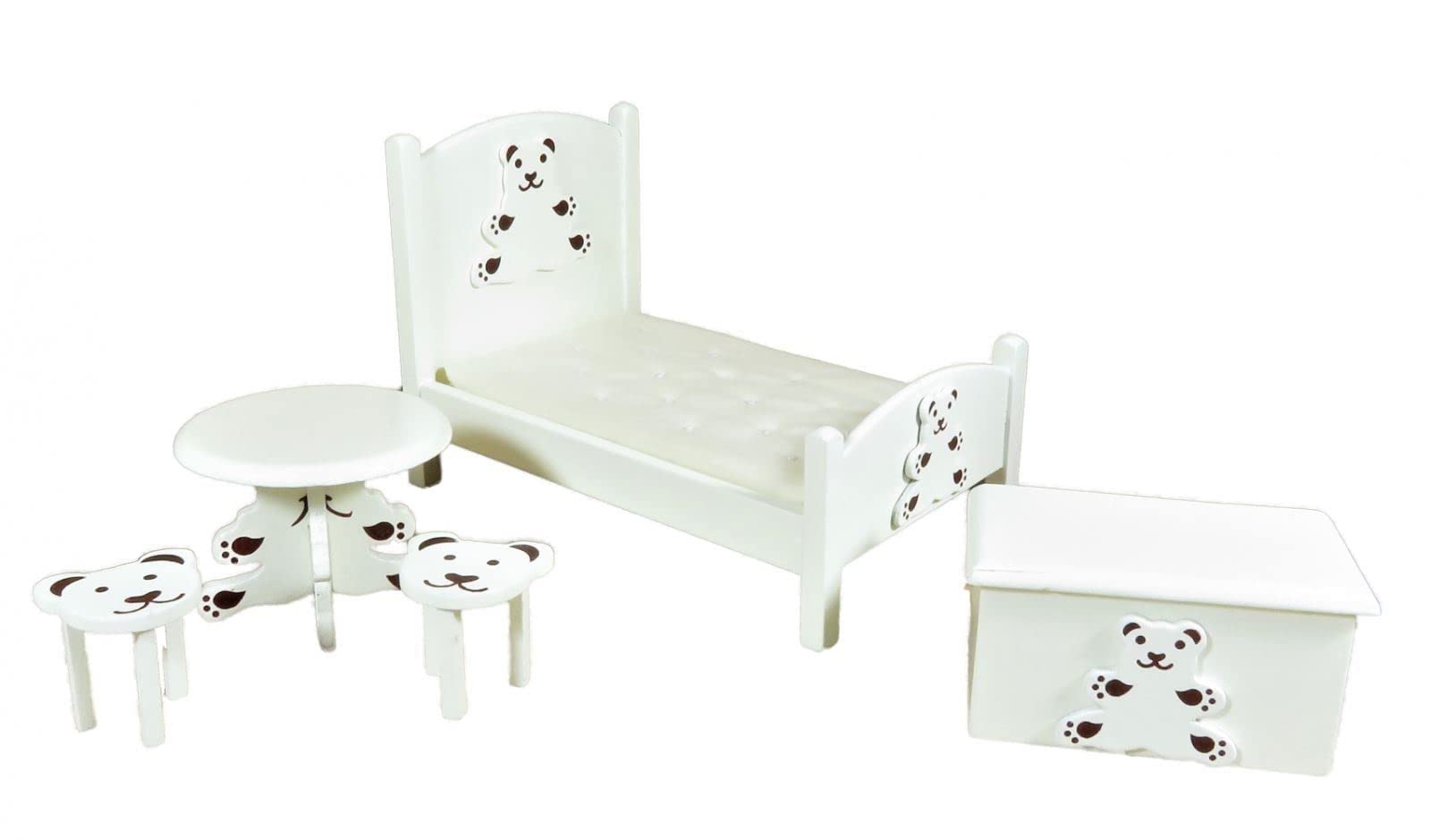 Premium Dollhouse Miniature Cream Teddy Bear Bedroom Set - Kids Nursery Furniture with Bed, Chair & Decor for Doll Play & Collectors | Perfect for Dollhouse Displays & Child's Pretend Play