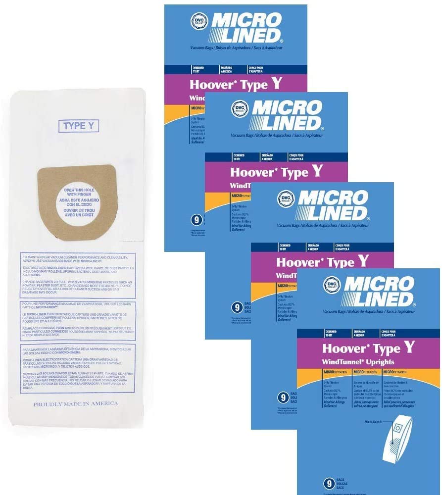 Hoover Style Y Windtunnel & Tempo Upright Vacuum Bags - 36 Pack | 2-Ply Micro-Lined Filters Capture 99.7% Dust, Pollen & Allergens | DVC Replacement for Cleaner Home Air | Perfect for Pet Owners & Allergy Sufferers