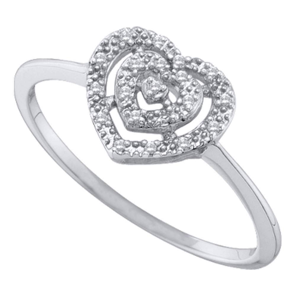 10K White Gold Women's Round Diamond Heart Cluster Ring - 1/20 CTTW Elegant Jewelry for Valentine's Day, Anniversary & Romantic Gifts