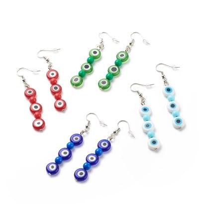Evil Eye Acrylic Bead Earrings for Women - Red Boho Chic Dangle Earrings for Protection & Good Luck | Perfect for Parties, Gifts & Everyday Wear