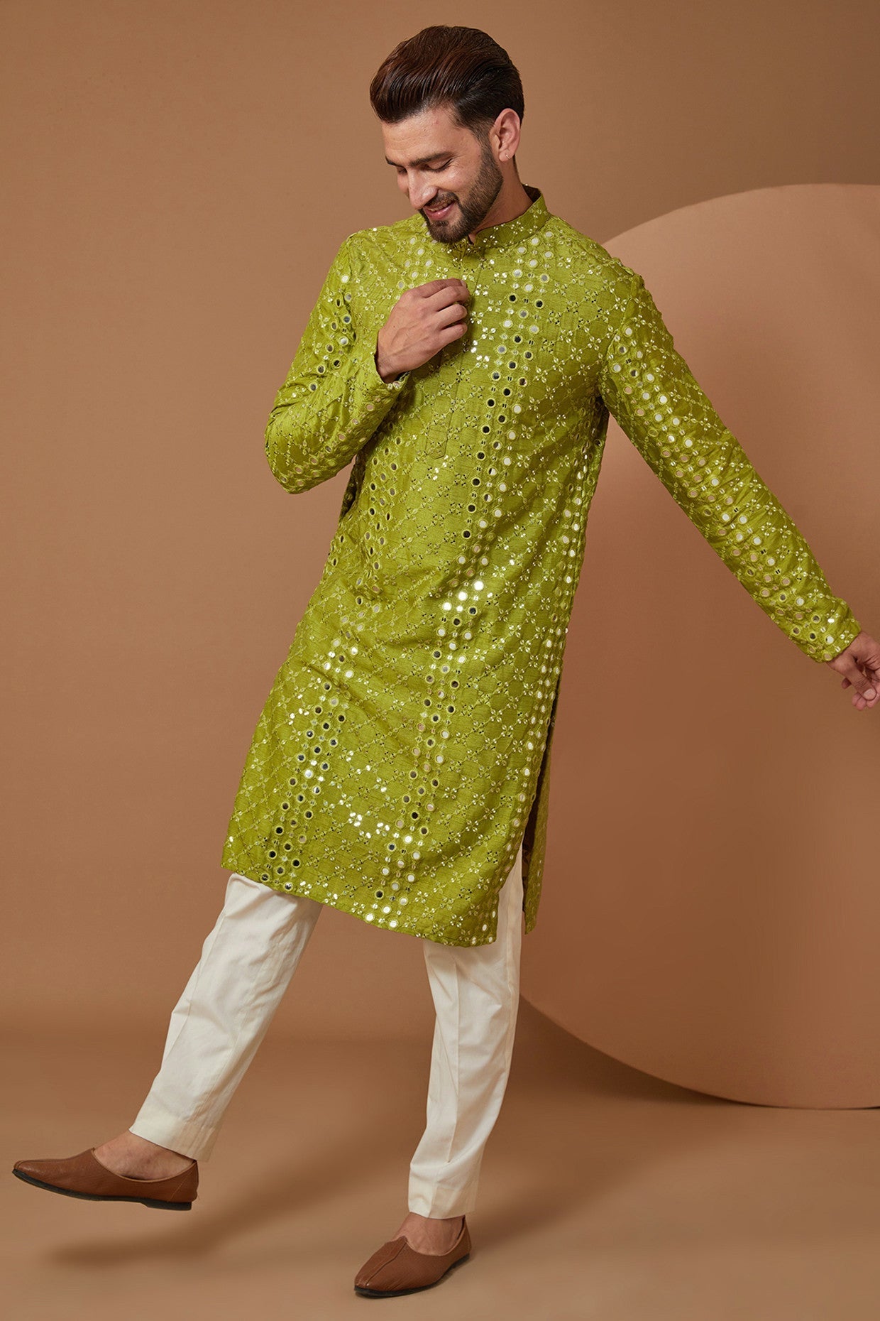 Stylish Mehndi Green Kurta for Women - Traditional Indian Embroidered Tunic Top - Perfect for Festivals, Weddings & Casual Wear