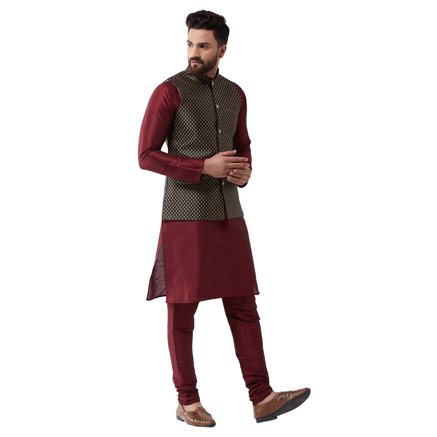 Sojanya Men's Silk Blend Kurta Pyjama & Nehru Jacket Set - Premium Indian Ethnic Wear Since 1958 - Perfect for Weddings, Festivals & Cultural Events