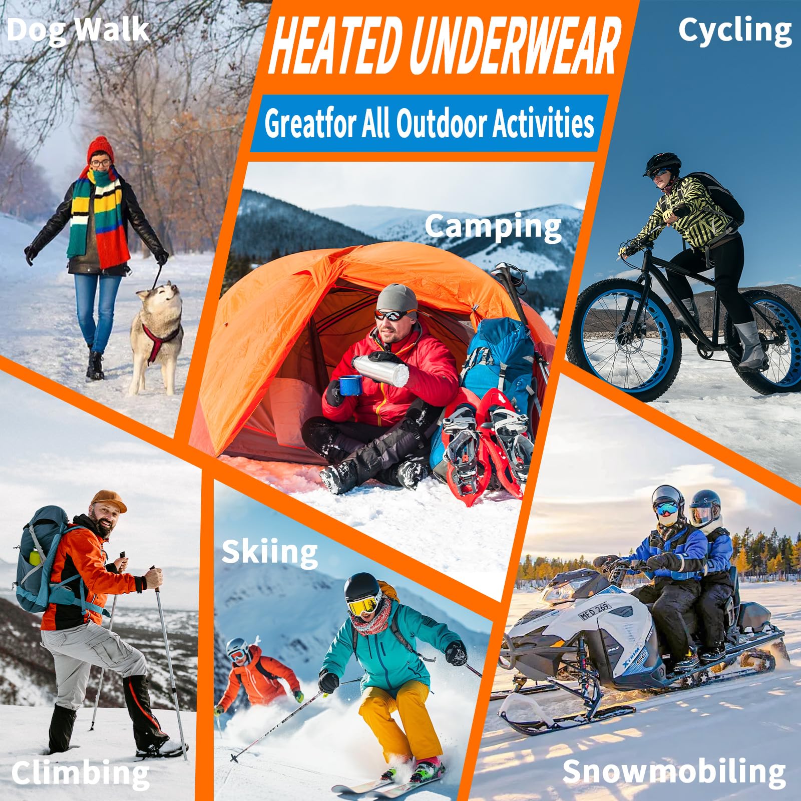 Smart Electric Heated Thermal Underwear Set for Men & Women - 28°C App Control Warm Tops & Pants for Winter Outdoor Activities - Hunting, Dog Walking, Shoveling Snow, Skiing & Cold Weather Work