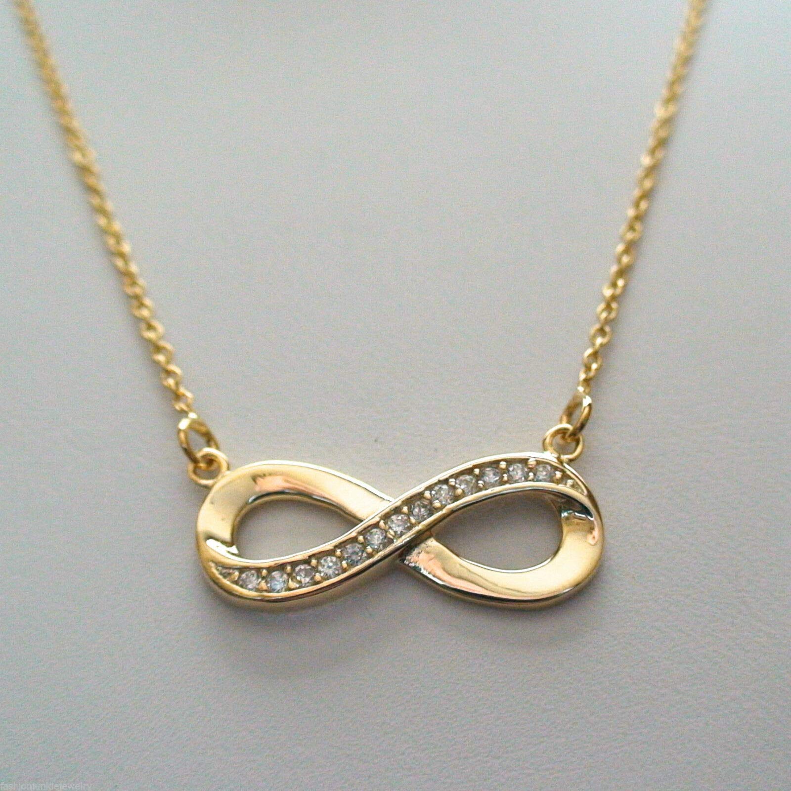 Gold & Silver Infinity Statement Chunky Pendant Rhinestone Necklace for Women - Elegant Forever Love Jewelry Gift for Anniversary, Valentine's Day & Special Occasions