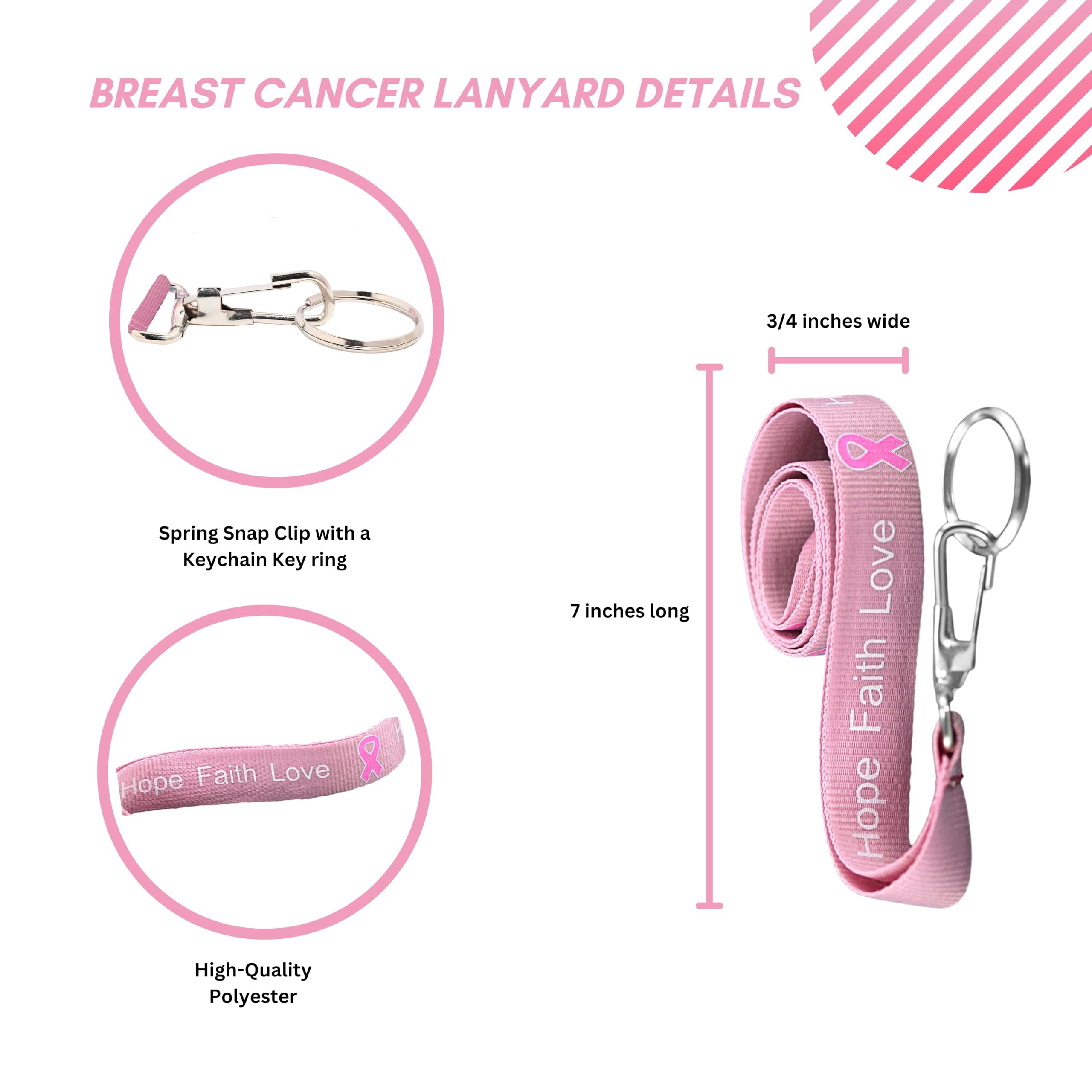 Pink Ribbon Lanyards for Breast Cancer Awareness - Fundraising Keychains & Badge Holders for Events