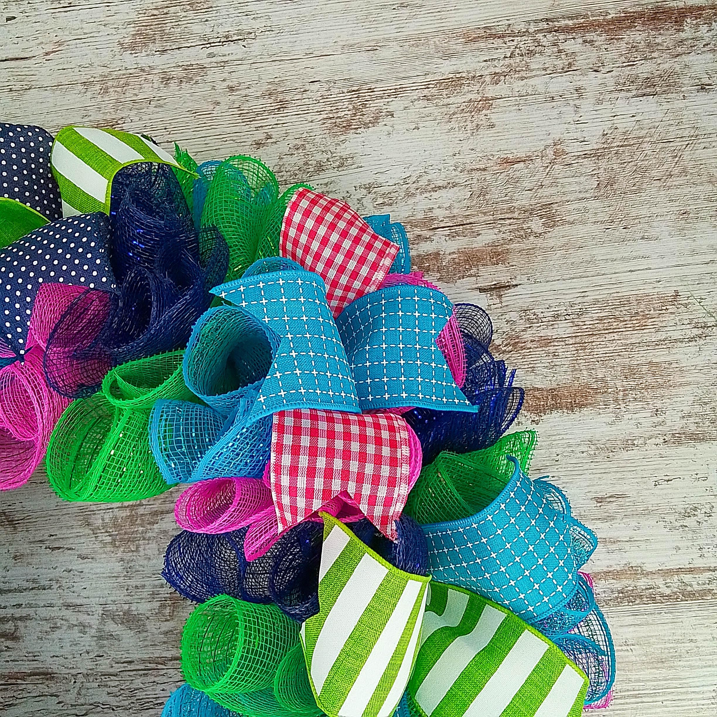 Monogram Everyday Wreath for Front Door - Summer Spring Floral Wreath in Pink, Turquoise, Navy Blue & Green | Perfect for Home Decor, Wedding, Party & Seasonal Celebration (P5)