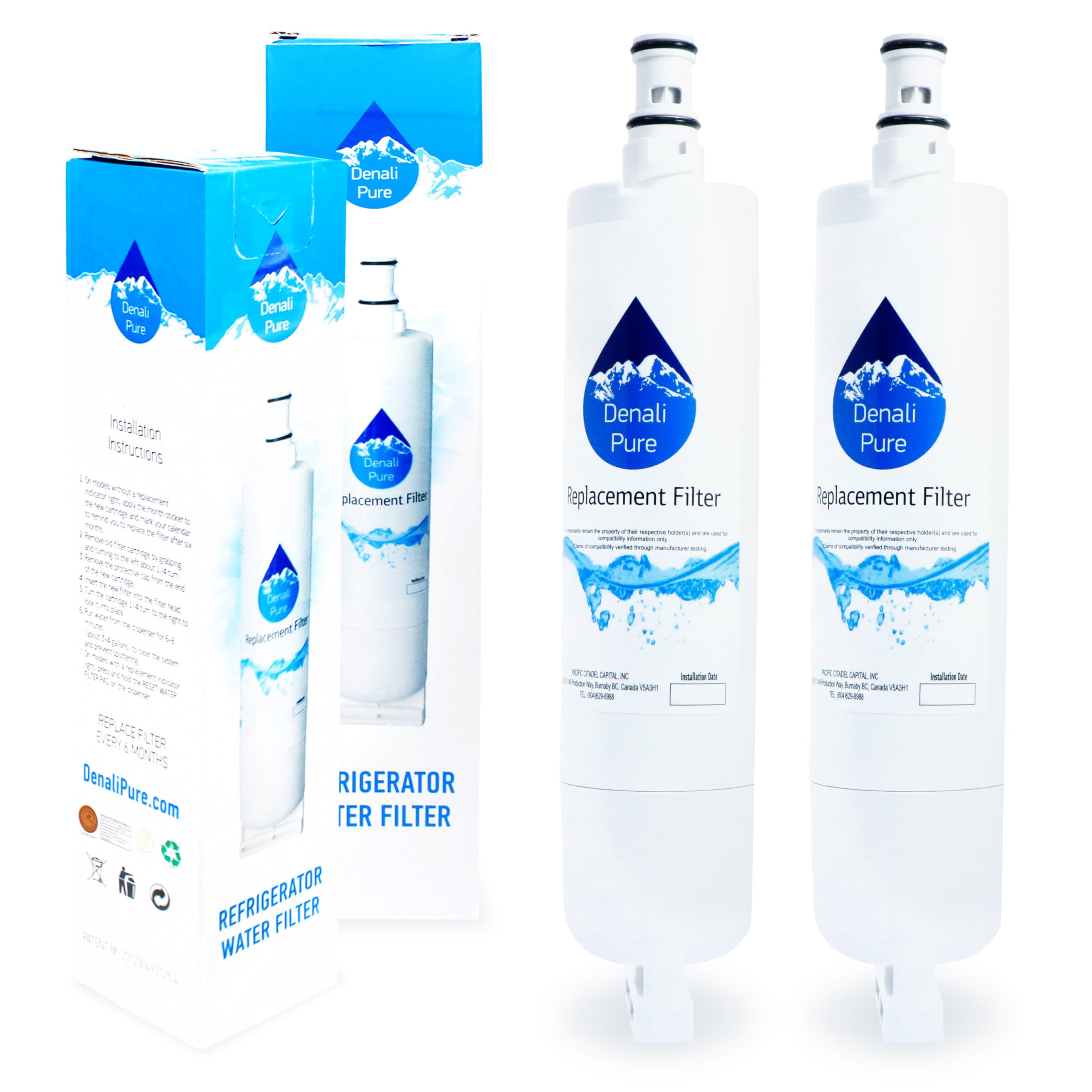 2-Pack Kenmore Refrigerator Water Filter Replacement - Compatible with Sears/Kenmore 46-9010, 46-9902, 46-9908 & 10654546400 - Pure Drinking Water for Home, Office & RV Use