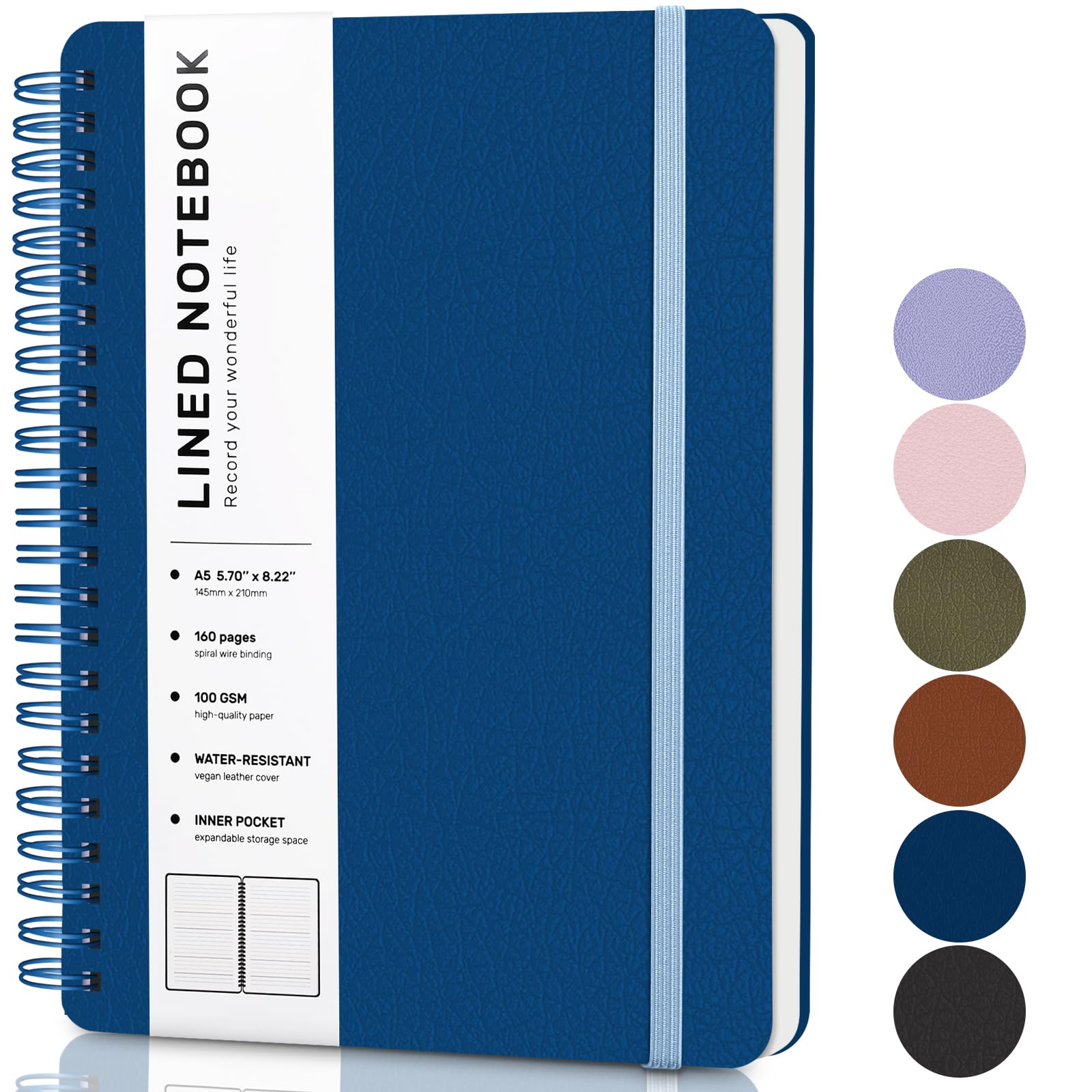 Premium A5 Lined Spiral Notebook - 5.7