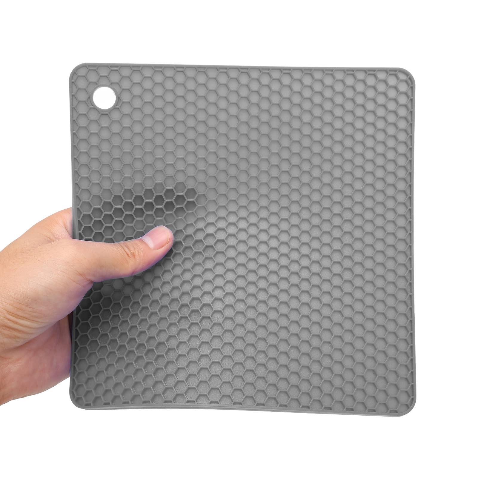 Premium Silicone Non-Slip Hot Pads for Kitchen - Heat Resistant Insulated Trivet Mat for Wax Pot, Hot Bowls & Oven Dishes - Thickened Anti-Skid Design (Nordic Grey) - Perfect for Cooking, Baking & Serving Hot Meals Safely