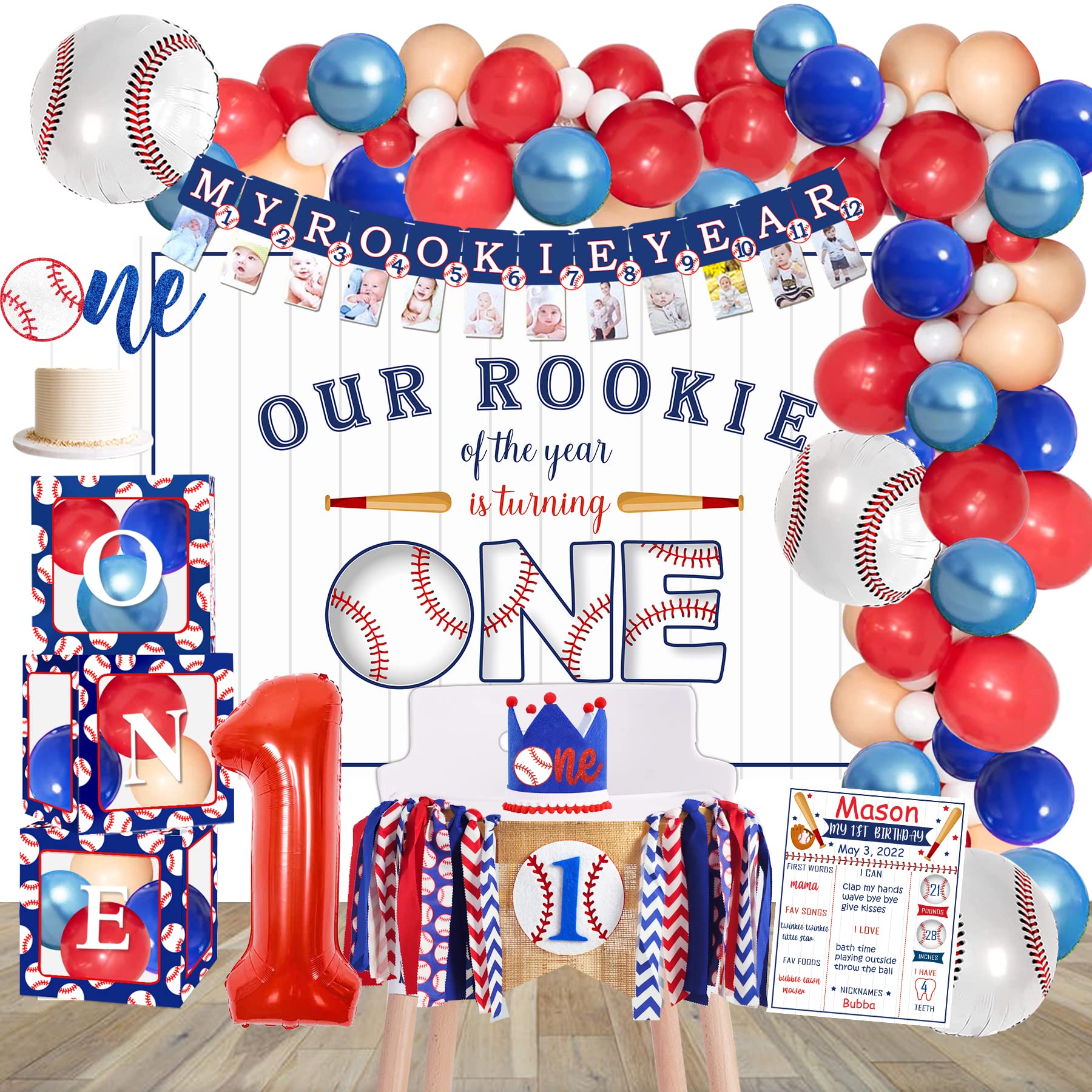 Rookie of The Year 1st Birthday Party Decorations for Boys - Baseball Theme 1st Birthday Supplies - Perfect for Baby Boy's First Birthday Celebration & Baseball Themed Parties