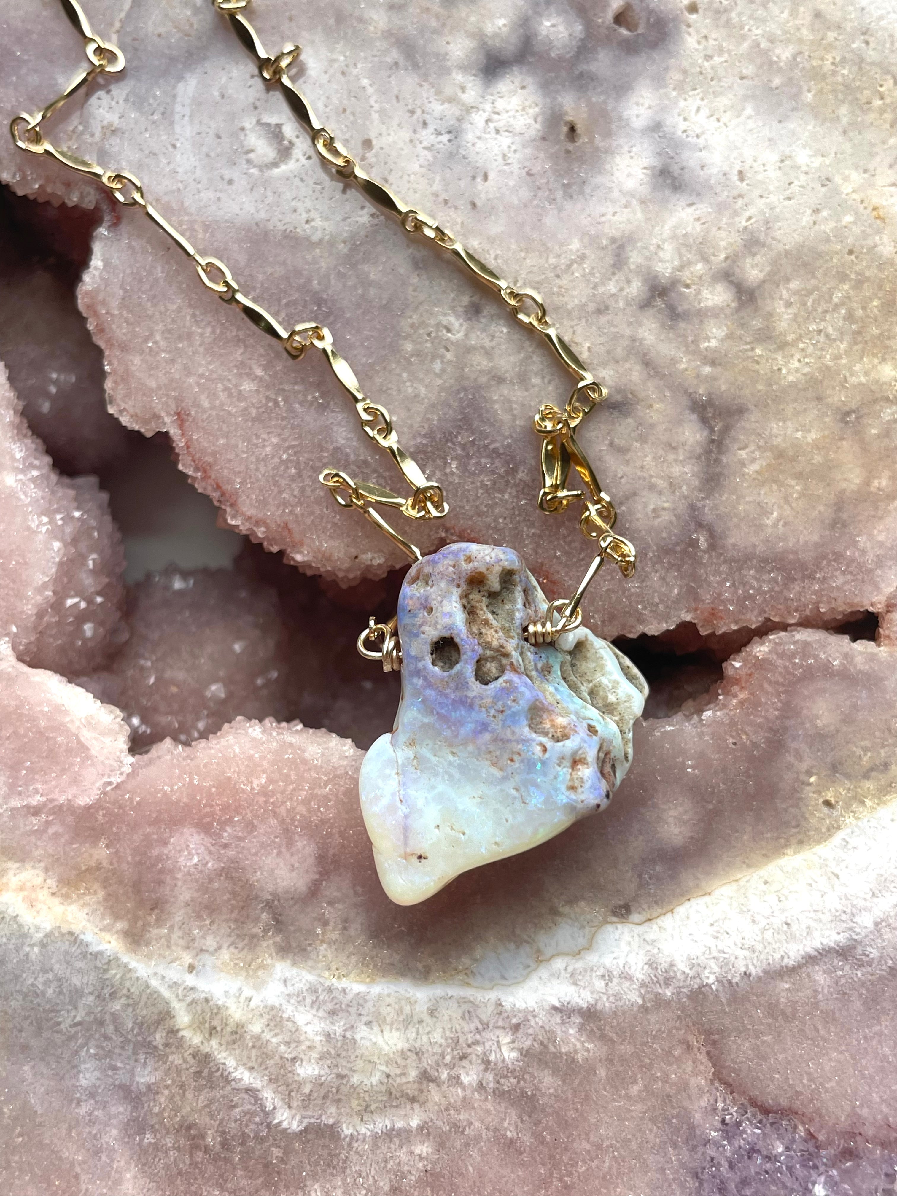 Genuine Australian Opal Necklace - Natural Raw Opal Jewelry for Women - Perfect for Weddings, Parties & Special Occasions