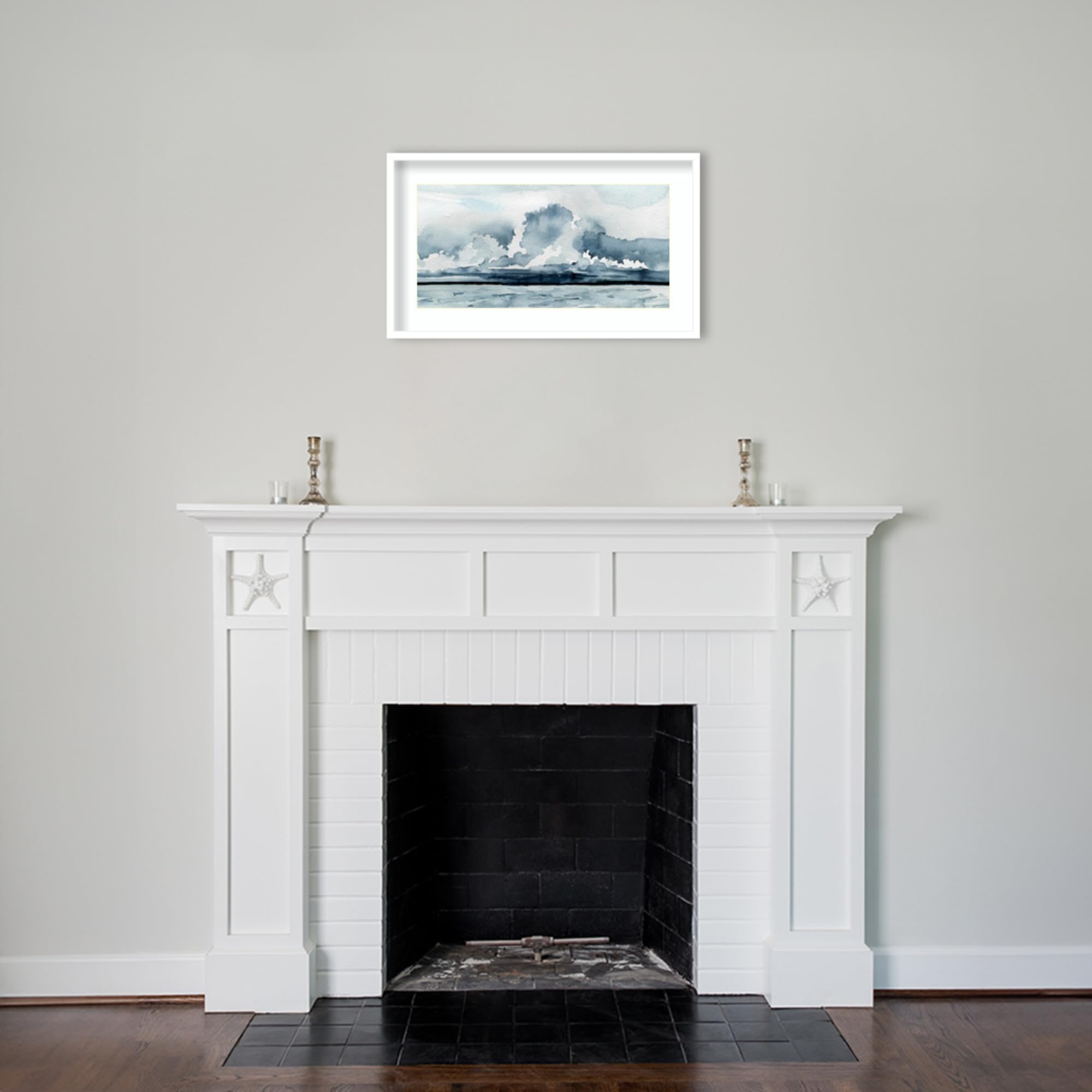 Amanti Art Framed Wall Art Print - 20x33 Passing Rain Storm II Landscape Painting by Emma Caroline | Coastal Decor & Large Poster Artwork for Living Room, Bedroom, Office | Perfect for Home, Beach House & Modern Interior Design