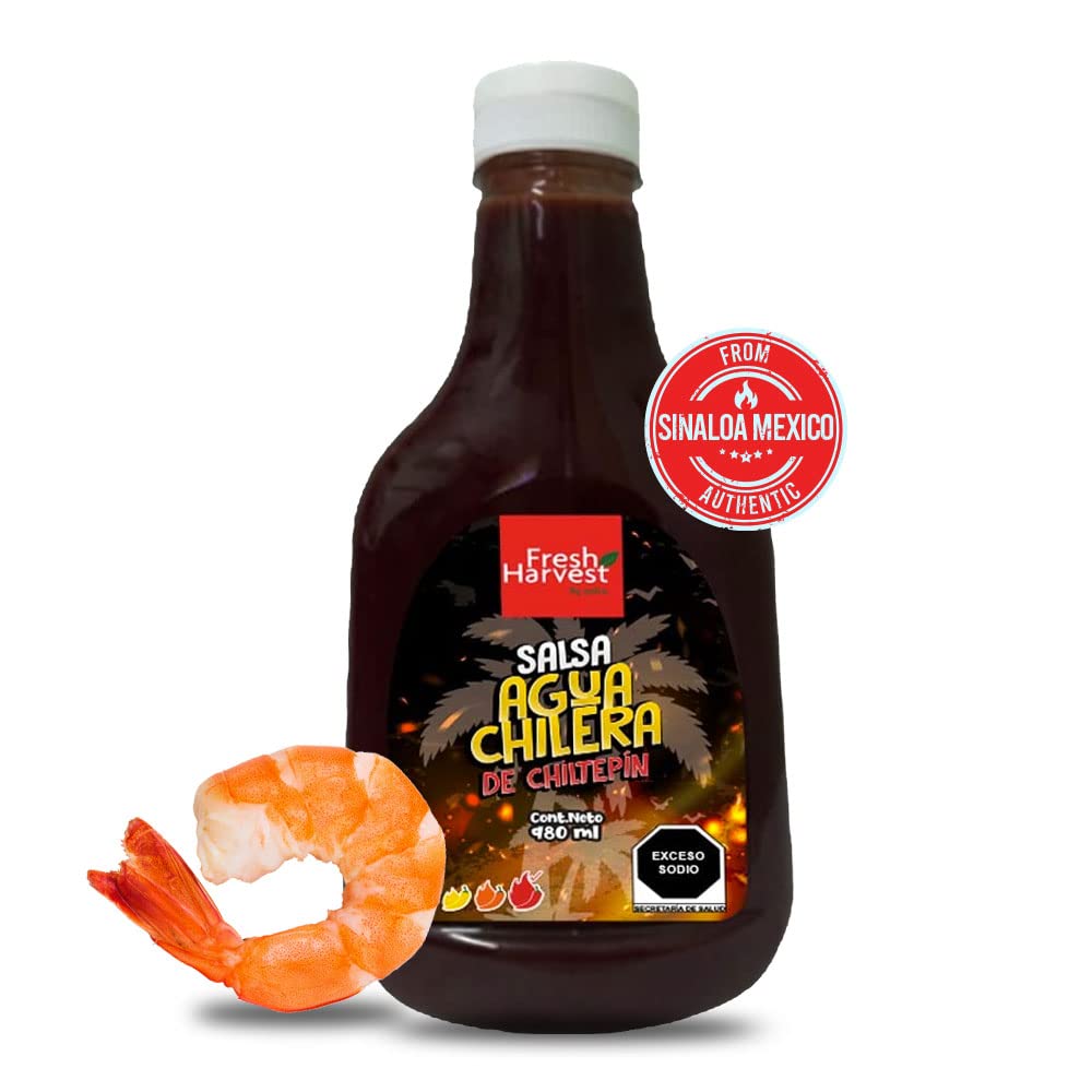 Chiltepin Aguachilera Hot Sauce 980ml (33.14 Fl Oz) - Pack of 6 Bottles | Authentic Mexican Spicy Sauce for Seafood, Tacos, Snacks & Cooking | Freshly Harvested Peppers | Perfect for BBQs, Parties & Home Cooking