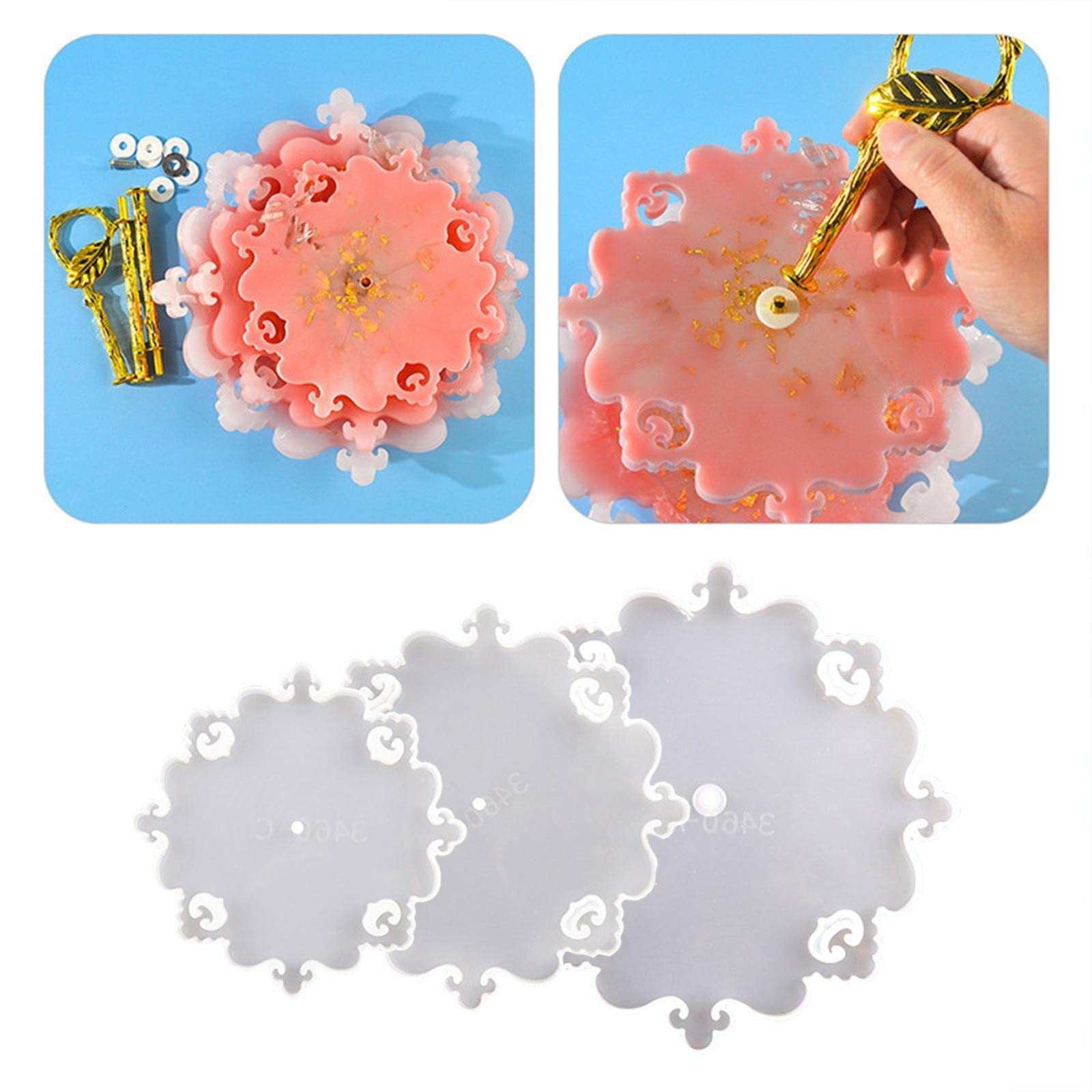 B Baosity Resin Fruit & Cupcake Stand - Silicone Epoxy Casting Tray for Home Party Decor, Wedding, Baby Shower & Dessert Display | Durable Baking Mold for DIY Crafts & Candy Making
