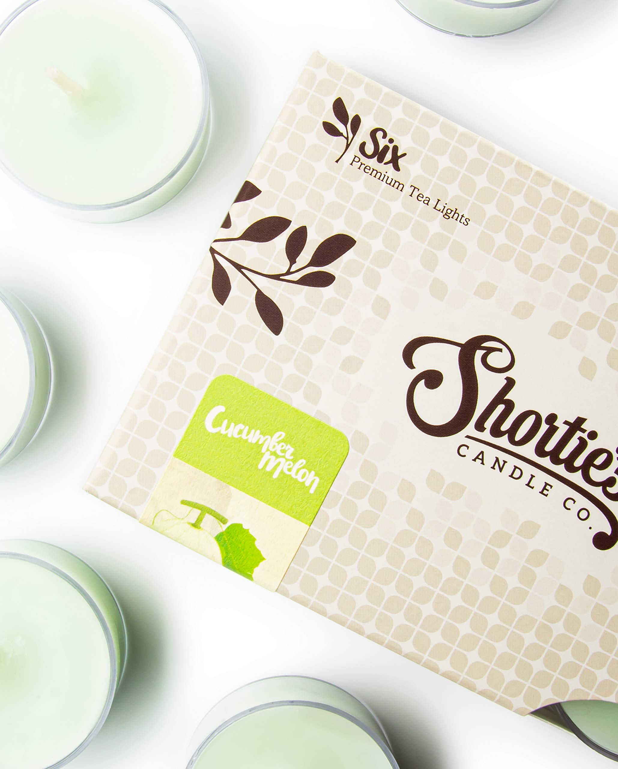 Premium Cucumber Melon Scented Tealight Candles - Pack of 6 Green Highly Fragrant Tea Lights - USA Made Fresh & Clean Collection - Perfect for Relaxation, Spa Days & Home Decor