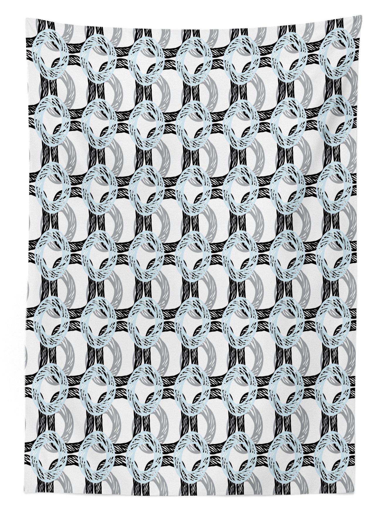 Ambesonne Vintage Abstract Tablecloth - Grunge Sketchy Circle Geometric Print, Washable Outdoor Picnic Table Cover 58