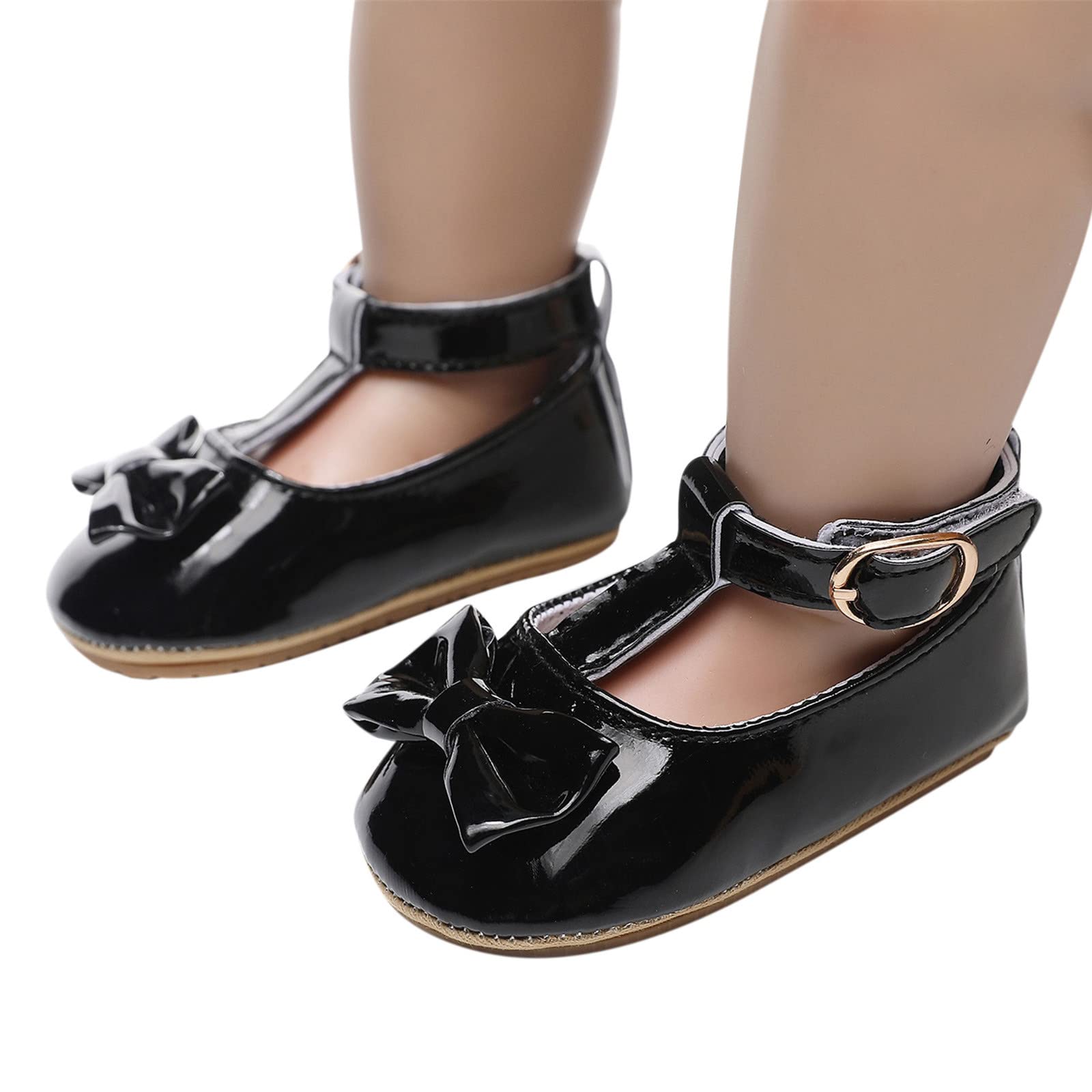 Baby Girl's First Walkers Sandals with Bowknot - Black (6-12 Months) for Princess Style Outfits