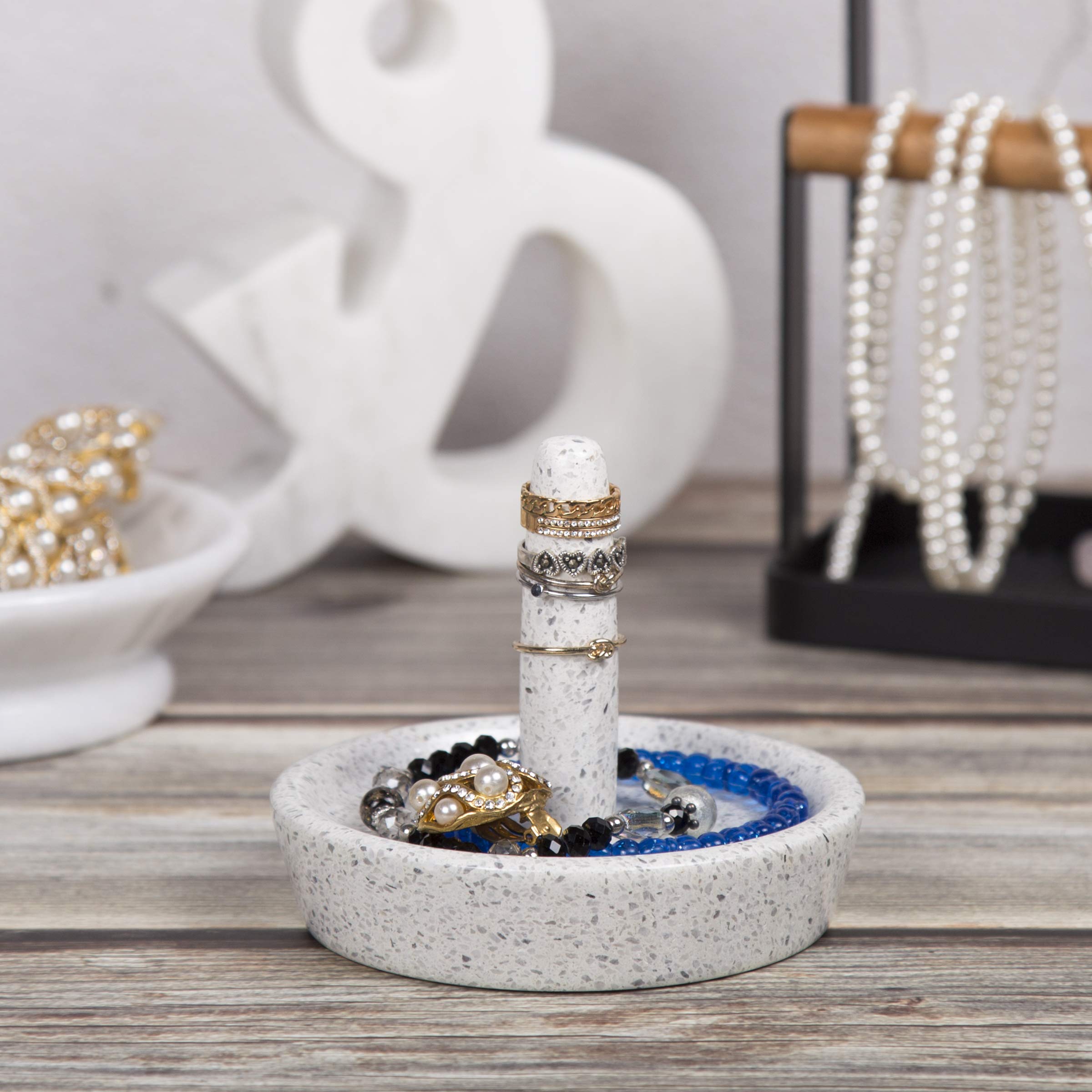 Natural Terrazzo Stone Ring Holder & Jewelry Organizer - 4