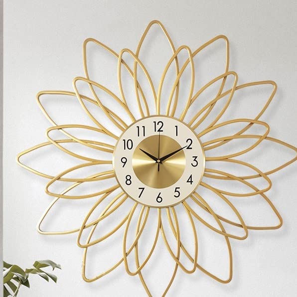 Stylish Gold Wall Clock for Living Room & Dining Room - Modern Decorative Hanging Clock for Home Office Decor | Perfect for Farmhouse, Bedroom, and Kitchen Wall Decor