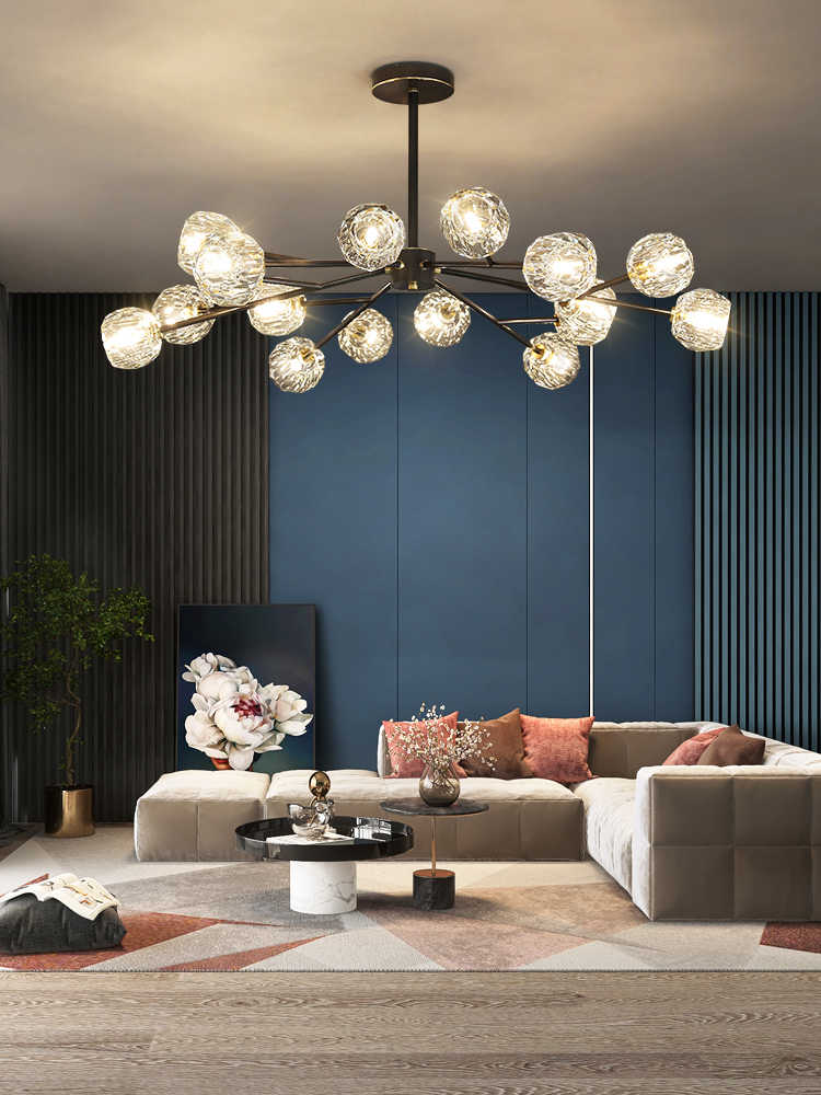 Crystal Ball Round Cluster Chandelier - Elegant Glass Sphere Ceiling Light Fixture for Dining Room, Bedroom & Living Room Decor