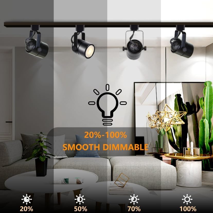Dimmable GU10 LED Track Lighting Kit with 3x4.92ft H-Type Rails & 12 Pack 4000K Natural White Bulbs - Energy Efficient Ceiling Spotlight Fixture for Home, Office, and Retail Lighting
