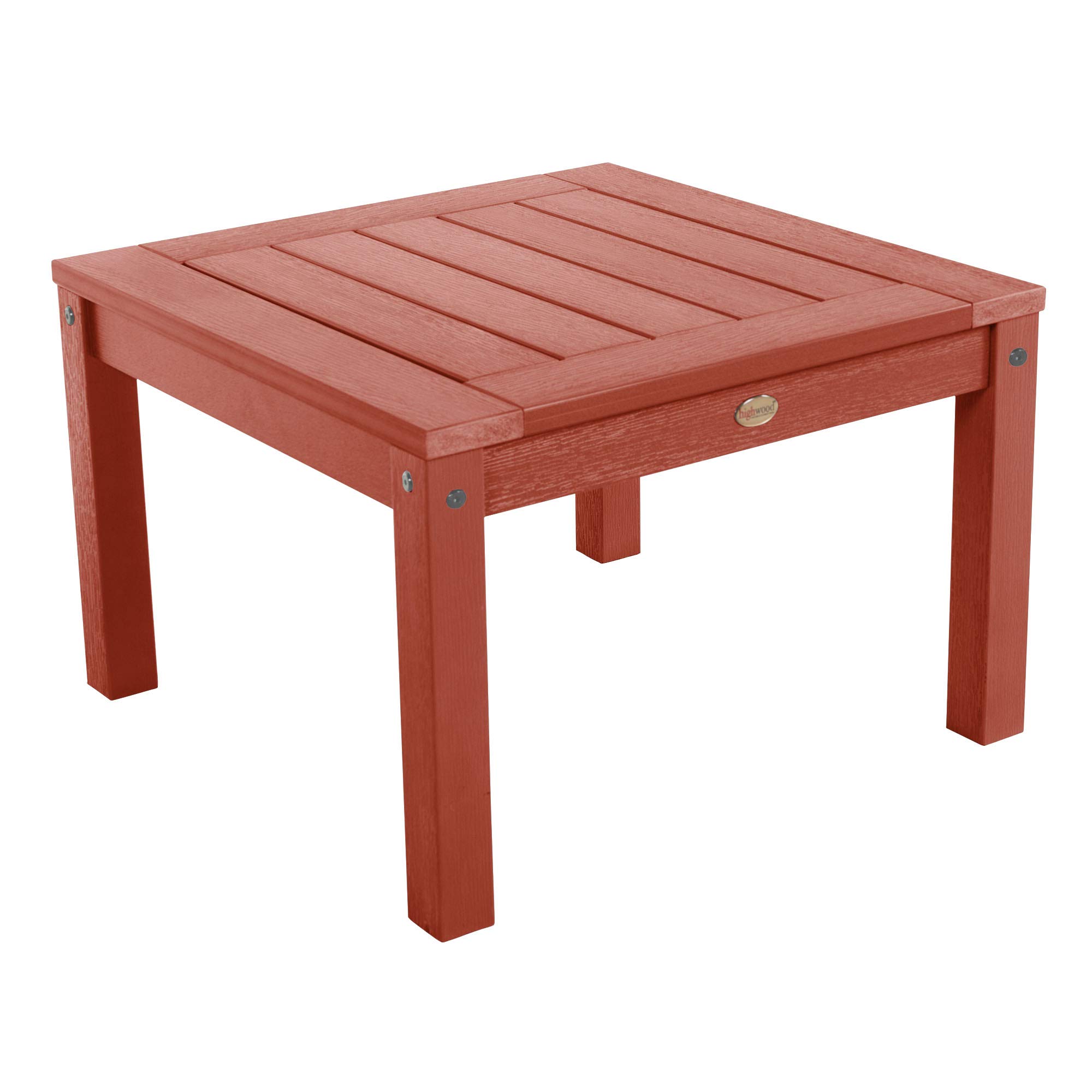 Highwood AD-DSST1-RED Rustic Red Adirondack Side Table - Outdoor Patio Furniture for Garden, Deck & Poolside Use