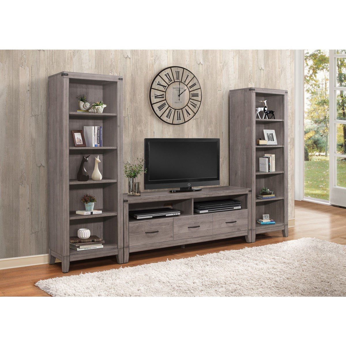 66L Industrial Style TV Stand with 3 Storage Drawers - Modern Entertainment Center for Living Room, Bedroom & Home Theater Setup