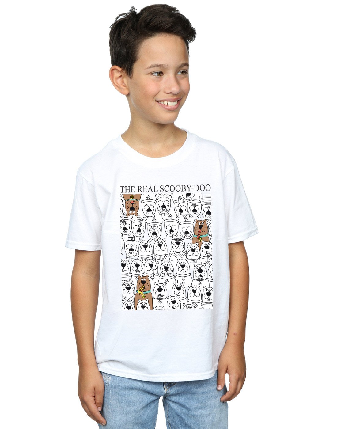 Scooby Doo Boys T-Shirt - The Real Scooby Doo Graphic Tee - White Cotton Shirt for Kids 9-11 Years - Cartoon Character Apparel for School, Playdates & Halloween Costumes
