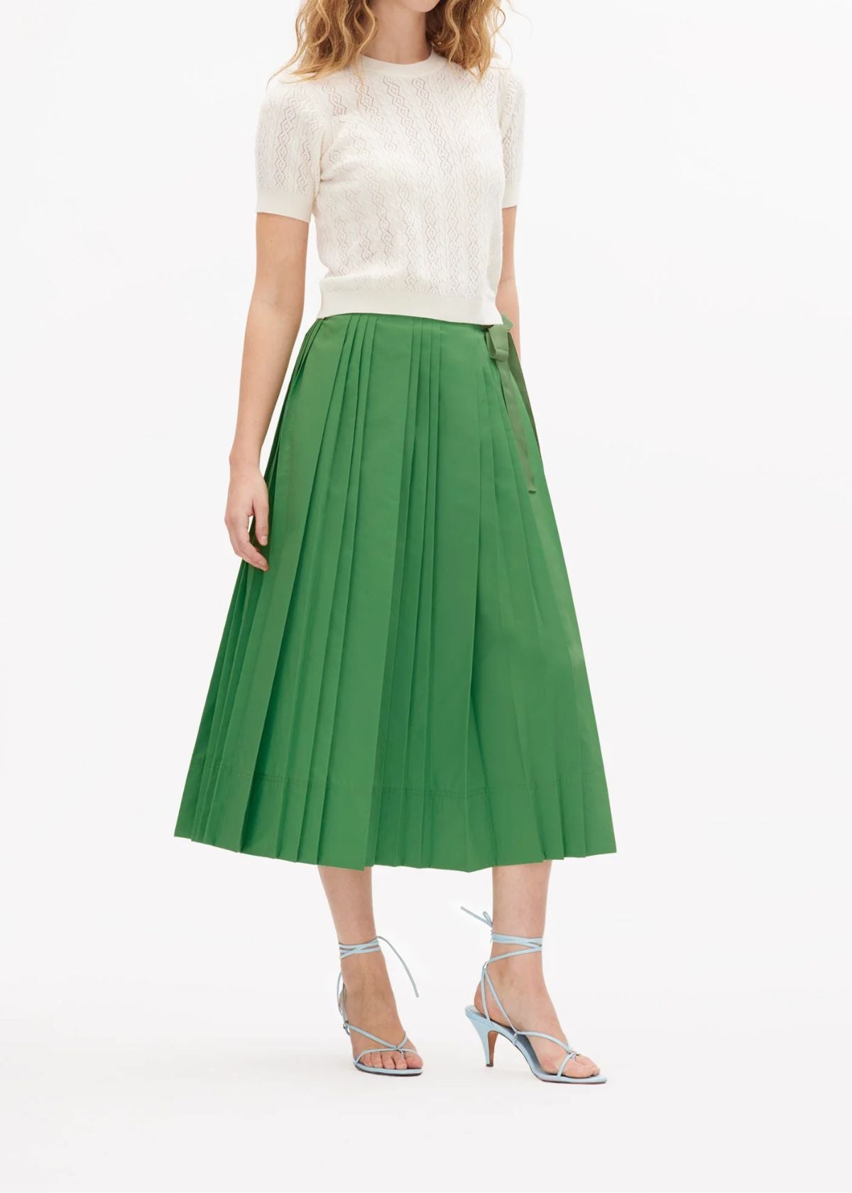 TANYA TAYLOR Shayla Skirt - Meadow Green Floral Print Midi Skirt for Women | Perfect for Spring & Summer Outfits, Weddings & Garden Parties