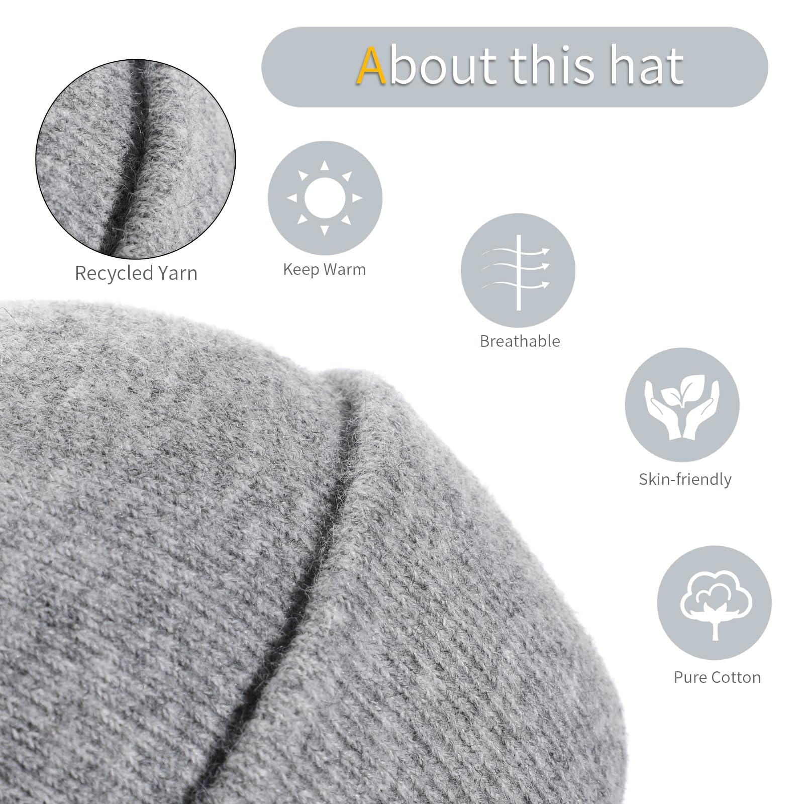 Achiou Knit Beanie Hat for Women & Men - Warm Winter Ski Hat, Soft Slouchy Plain Knitted Skull Cap, Unisex Cuffed Beanies - Perfect for Skiing, Snowboarding & Cold Weather Activities