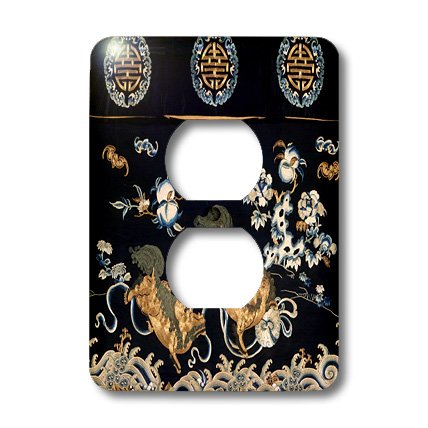 3D Chinese Silk 1800 Tapestry Light Switch Cover - Vintage Floral Wall Decor for Home, Bedroom, Living Room & Office