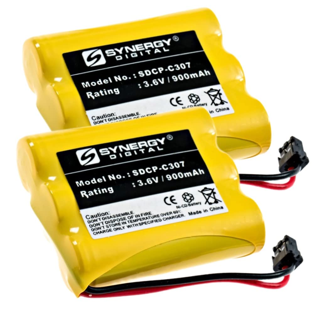 Synergy Digital Cordless Phone Batteries - 2 Pack Ni-CD 3.6V 900mAh Replacement Batteries for Uniden EXAI7980IHS Phone | Long-Lasting Power for Home & Office Use