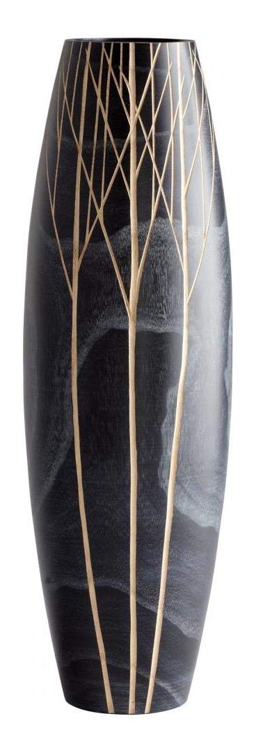 18 Inch Tall Black Onyx Winter Wood Vase - Elegant Home Decor for Living Room, Dining Table & Holiday Centerpiece