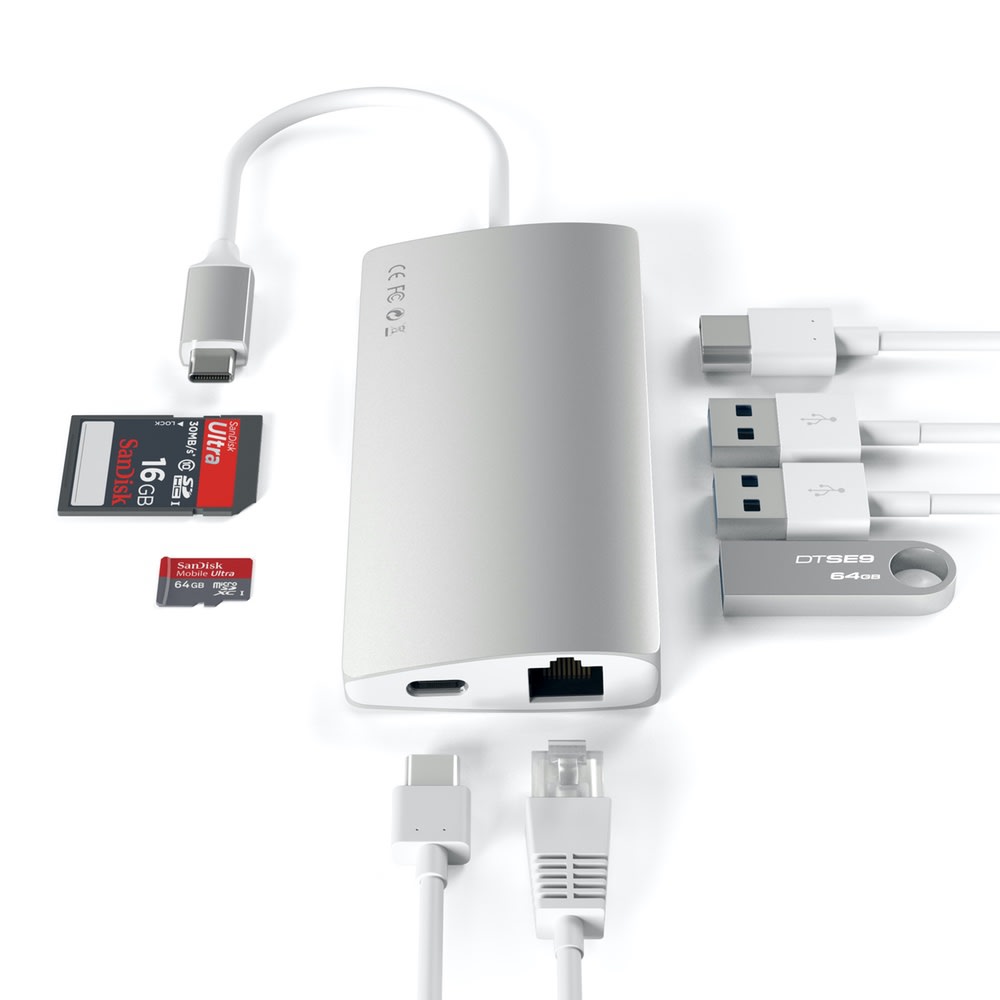 Satechi USB C Multiport Adapter with 4K HDMI, Ethernet, 3 USB Ports - Perfect for MacBook Pro, iPad Pro & Windows Laptops | Home Office & Travel Essential
