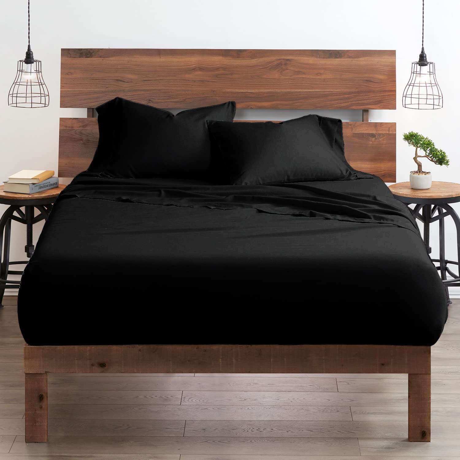 Premium 100% Certified Giza Cotton Pillowcase & Sheet Set - Queen XL Size, Ultra Soft Sateen Weave, Breathable Egyptian Cotton Bedding - Fits Up to 15