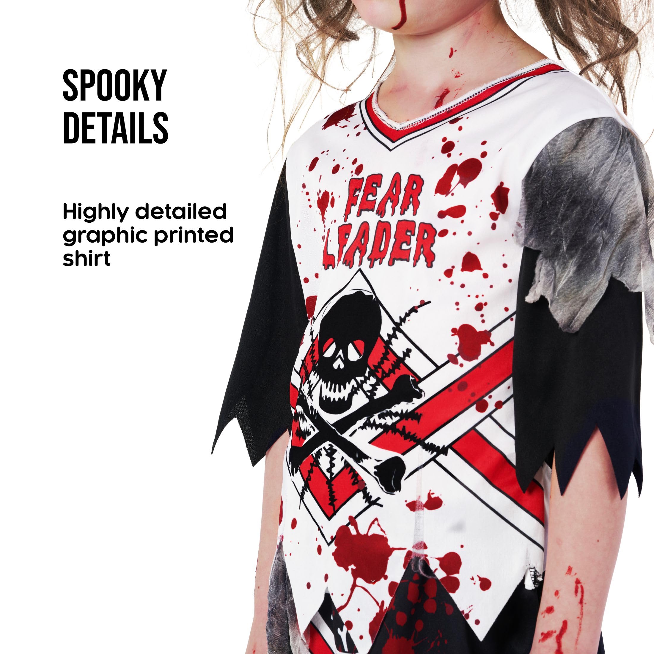 Scary Zombie Cheerleader Halloween Costume for Girls | Morph Zombie Fearleader Outfit | Perfect for Halloween Parties, Trick-or-Treating & Cosplay