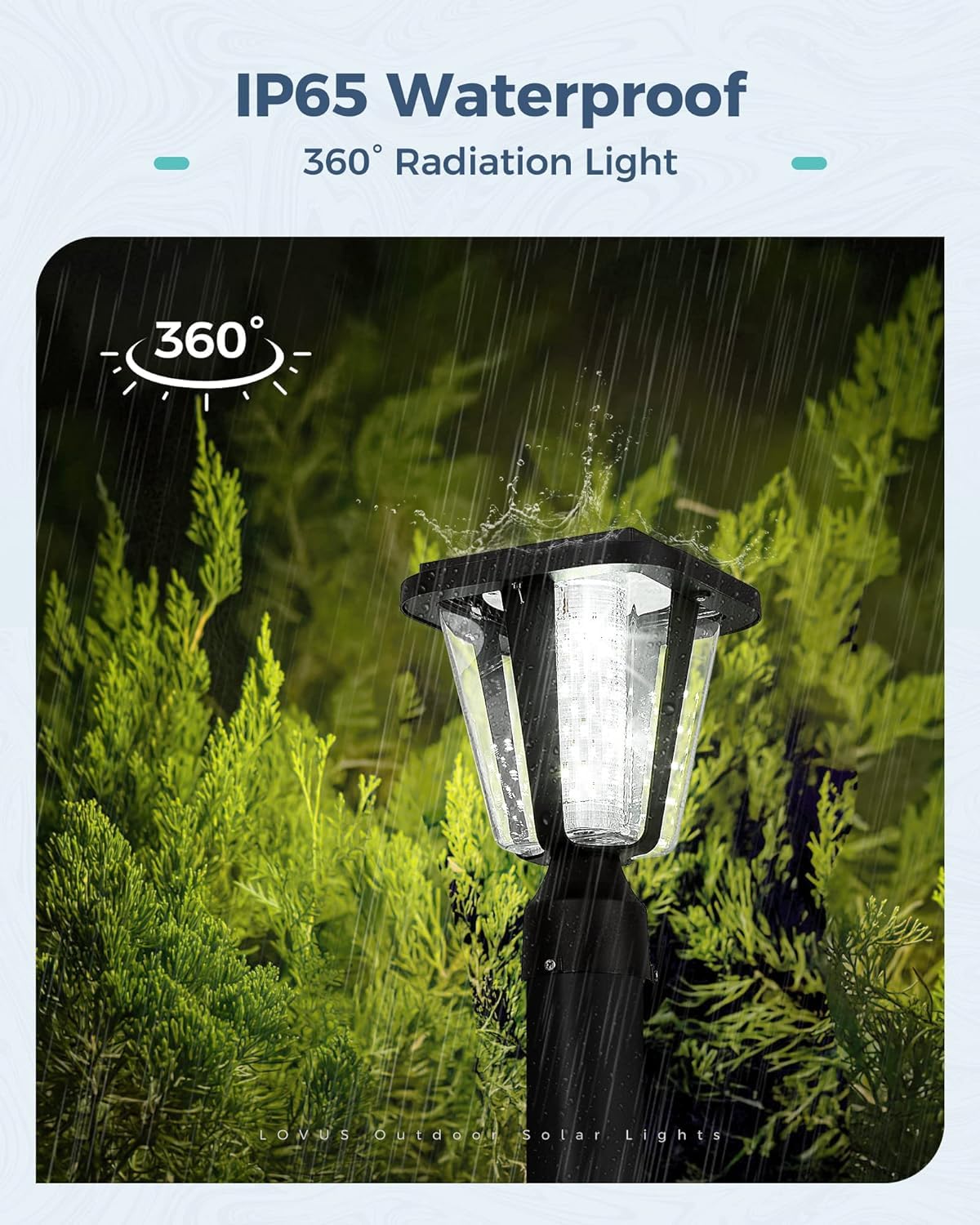 2 Pack Solar Post Light Fixture - 160LM Outdoor Solar Lamp with Pole/Pier Mount (6000K) | Dusk to Dawn Auto On/Off | Waterproof for Patio, Garden, Walkway, Driveway & Backyard Lighting