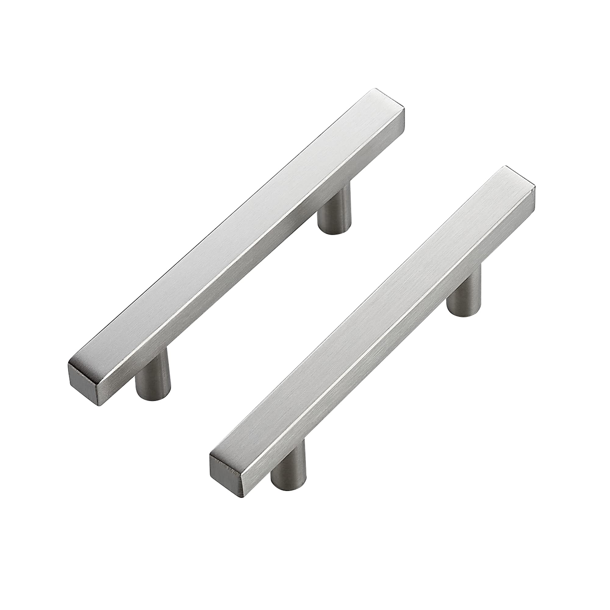 50 Pack 5 Inch Square Cabinet Pulls - Brushed Nickel Stainless Steel Kitchen Drawer Handles - 5” Length, 3” Hole Center - Perfect for Modern Kitchen & Bathroom Cabinets, Dressers & Furniture Upgrades
