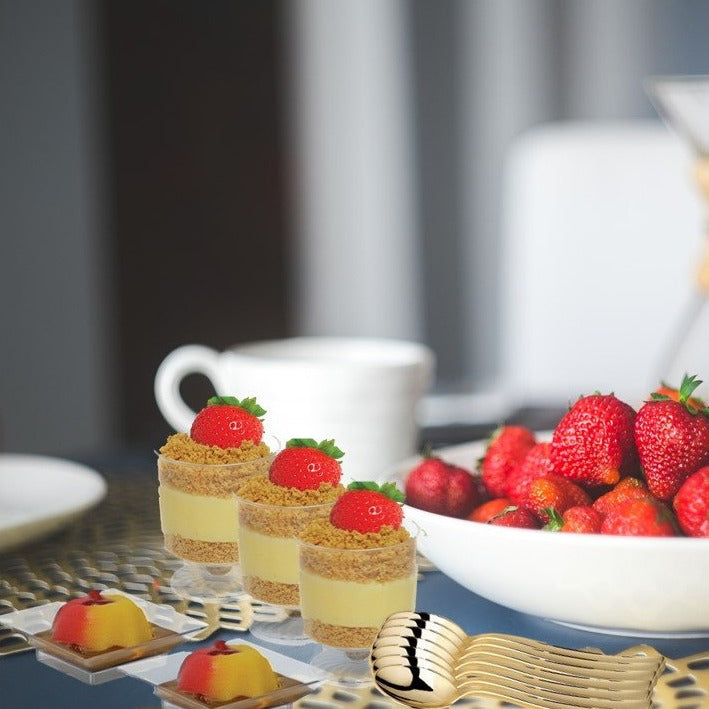 1.5 oz Clear Plastic Mini Mousse Cups - 24 Pack | Disposable Dessert Containers for Parties, Catering & Baking Supplies | Perfect for Mousse, Pudding, Jello & Small Treats