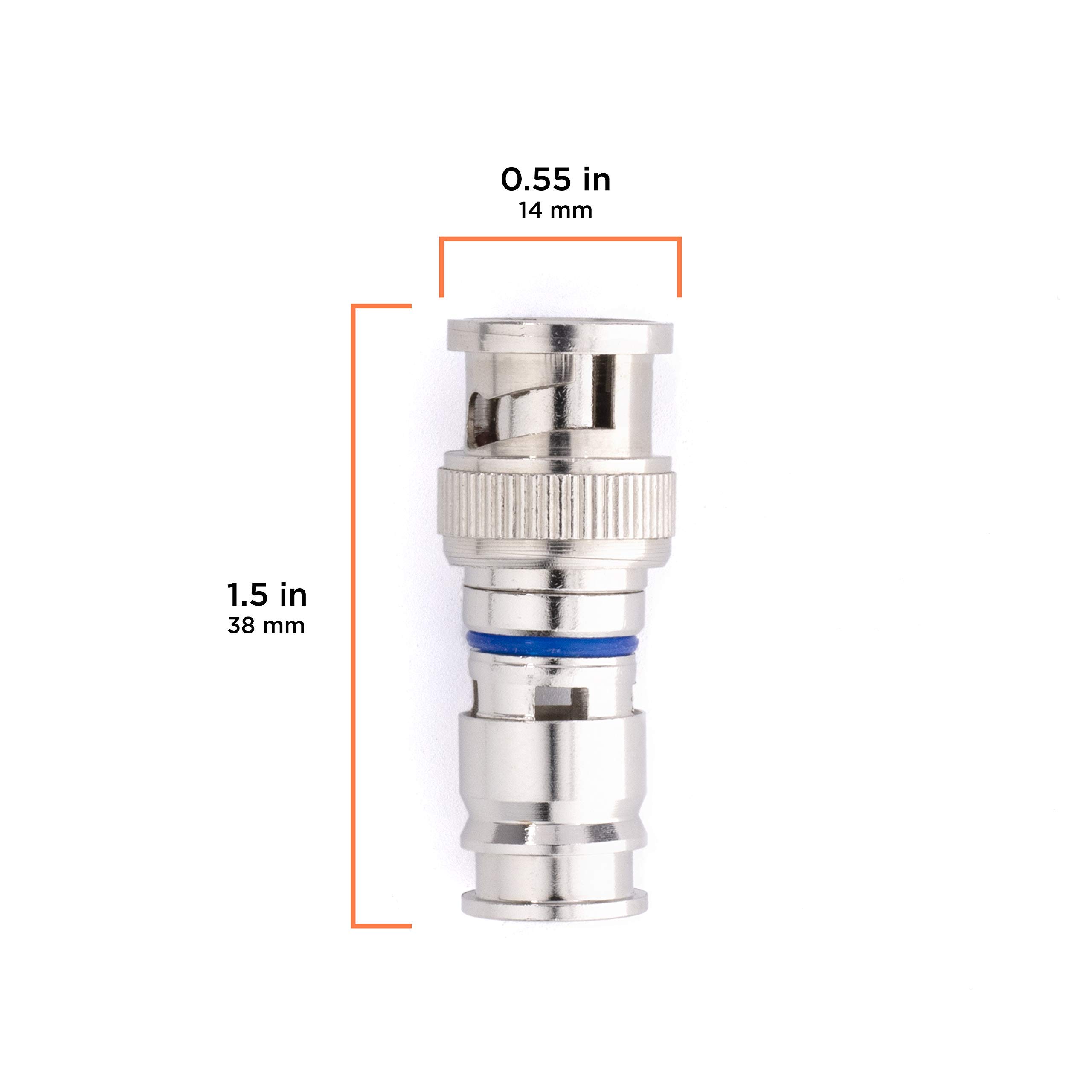 Premium BNC Compression Connector for RG59 Coaxial Cable - High-Grade Metal Construction - CCTV, SDI, HD-SDI & Security Camera Male Connectors (100-Pack) - Ideal for Professional Surveillance Systems & HD Video Transmission