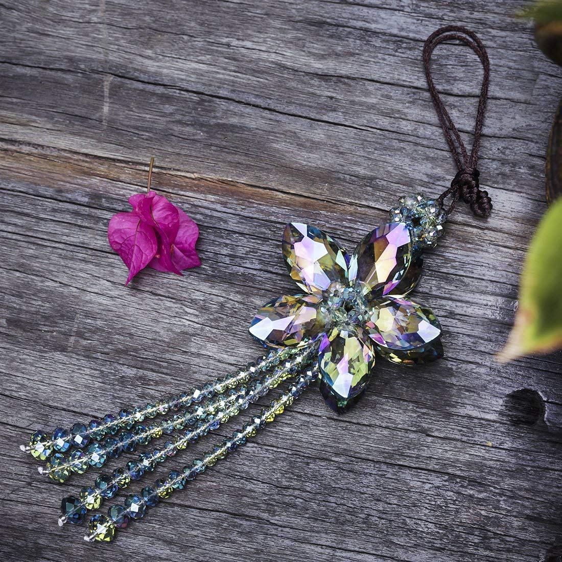 Lucky Crystal Car Charm Pendant - H&D HYALINE & DORA Elegant Auto Rear View Mirror Hanging Decor for Good Luck | Perfect Car Accessory Gift for Women & Men | Ideal for Daily Commute, Road Trips & Protection
