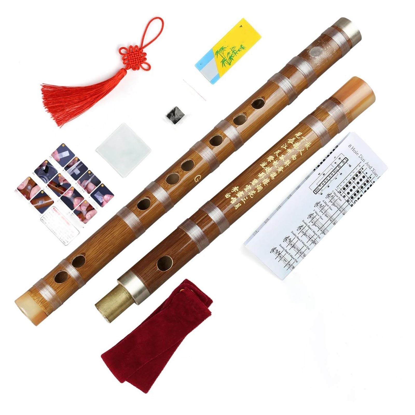 Handmade Traditional Brown Bamboo Flute - 2-Piece Dizi Wooden Flute in F Key | Perfect for Beginners, Meditation & Chinese Music Performance