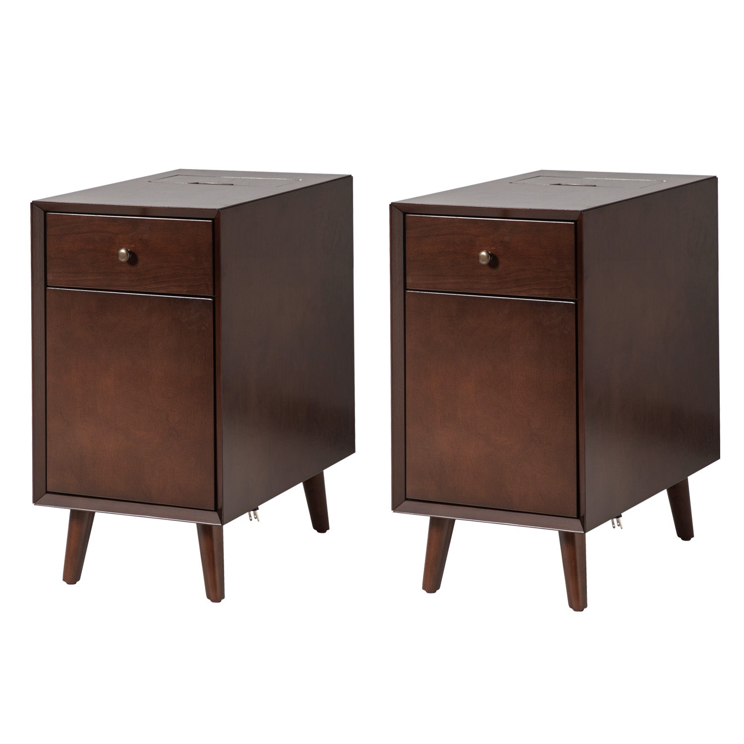 Vira End Table with Storage & Built-in Outlets - Modern Side Table with USB Charging Ports & Power Outlets for Living Room, Bedroom, Office - Perfect Nightstand or Sofa Side Table