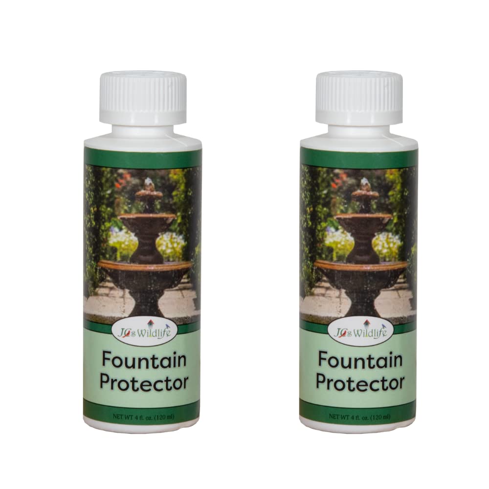 JC's Wildlife Fountain Protector - Safe & Natural Outdoor Water Cleaner for Bird Baths, Ponds & Fountains - Keeps Water Features Clean for Birds, Pets & Wildlife (2-Pack, 4oz Bottles) - Perfect for Garden Decor & Backyard Wildlife Habitats