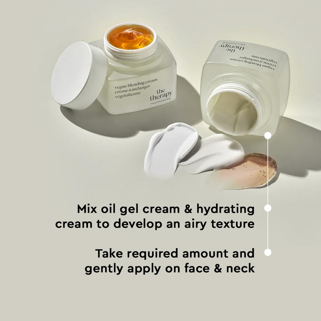 The Face Shop The Therapy Vegan Blending Cream - Organic Anti-Aging Face Moisturizer for Elasticity & Hydration | 2-in-1 Gel-Cream Formula | Cruelty-Free, Refillable K-Beauty Skincare | Perfect for Daily Routine & Night Care