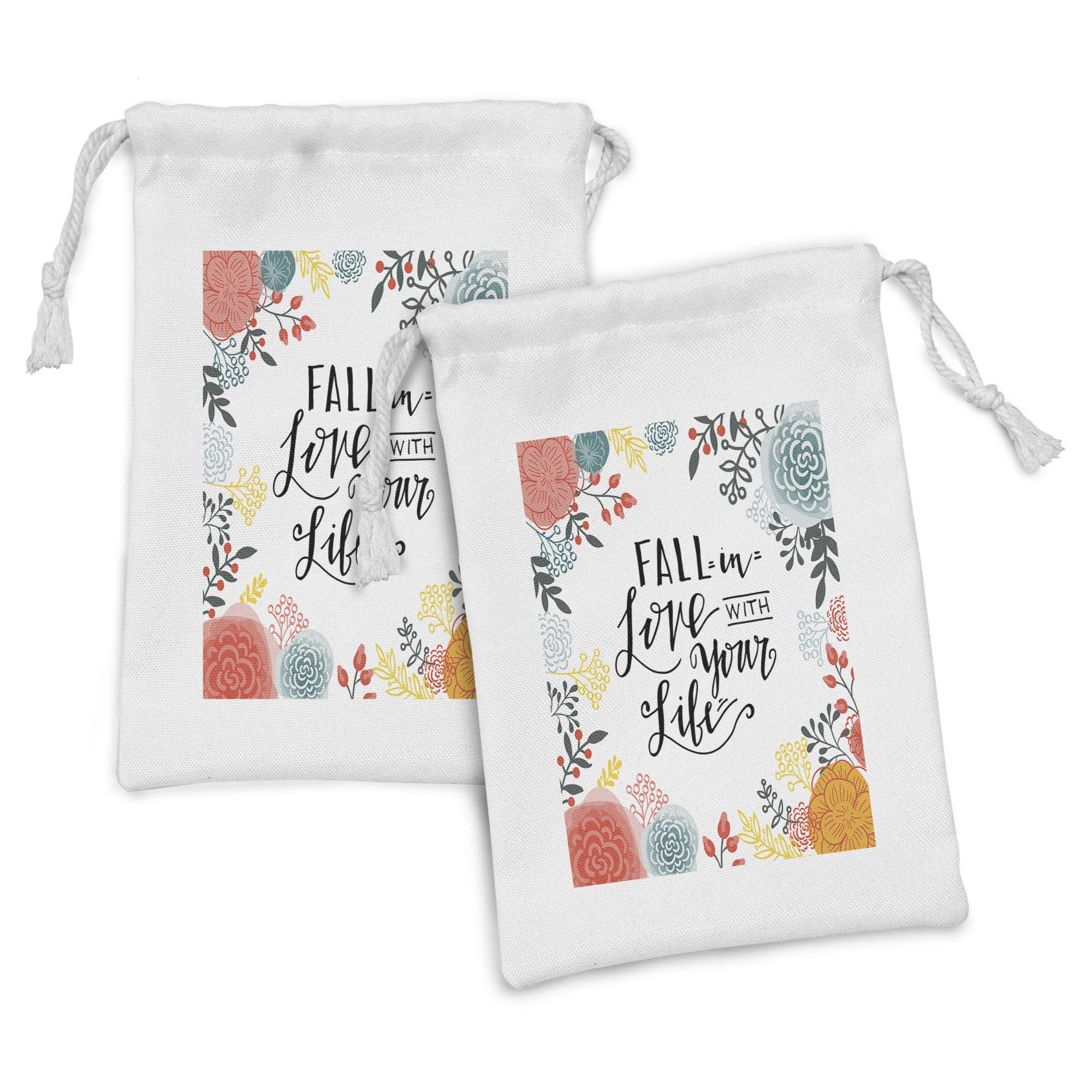 Ambesonne 2-Pack Fabric Drawstring Pouch Set - 