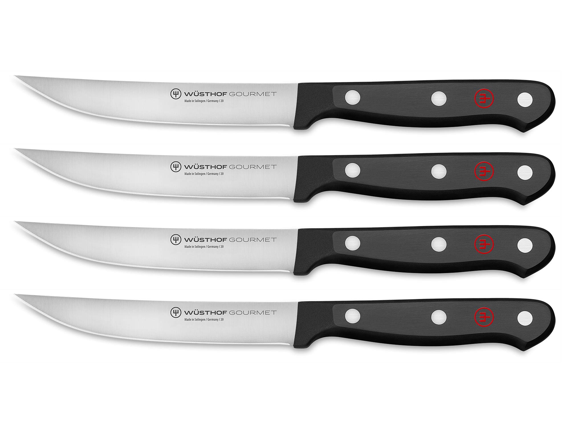 WÜSTHOF Gourmet 4-Piece Steak Knife Set - Premium German Stainless Steel Steak Knives with Ergonomic Handles - Perfect for Steak Dinners, BBQ Parties & Fine Dining